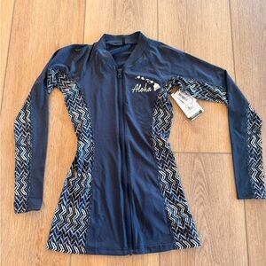 Rip Curl Navy and White Patterned Rash Guard